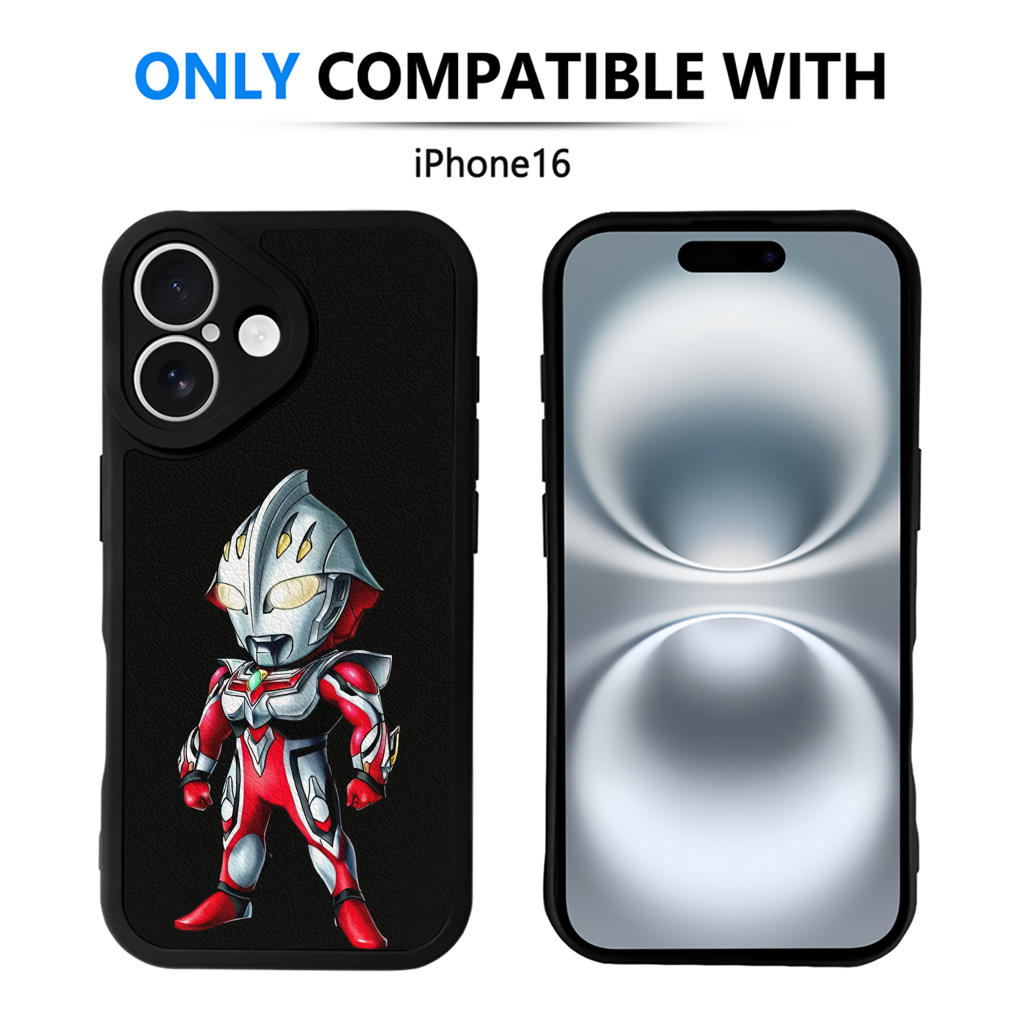 （画像用） ウルトラマン Ultraman 【iPhone 16シリーズ対応】シリコンスマホケース（レザー調） 材質：シリコン